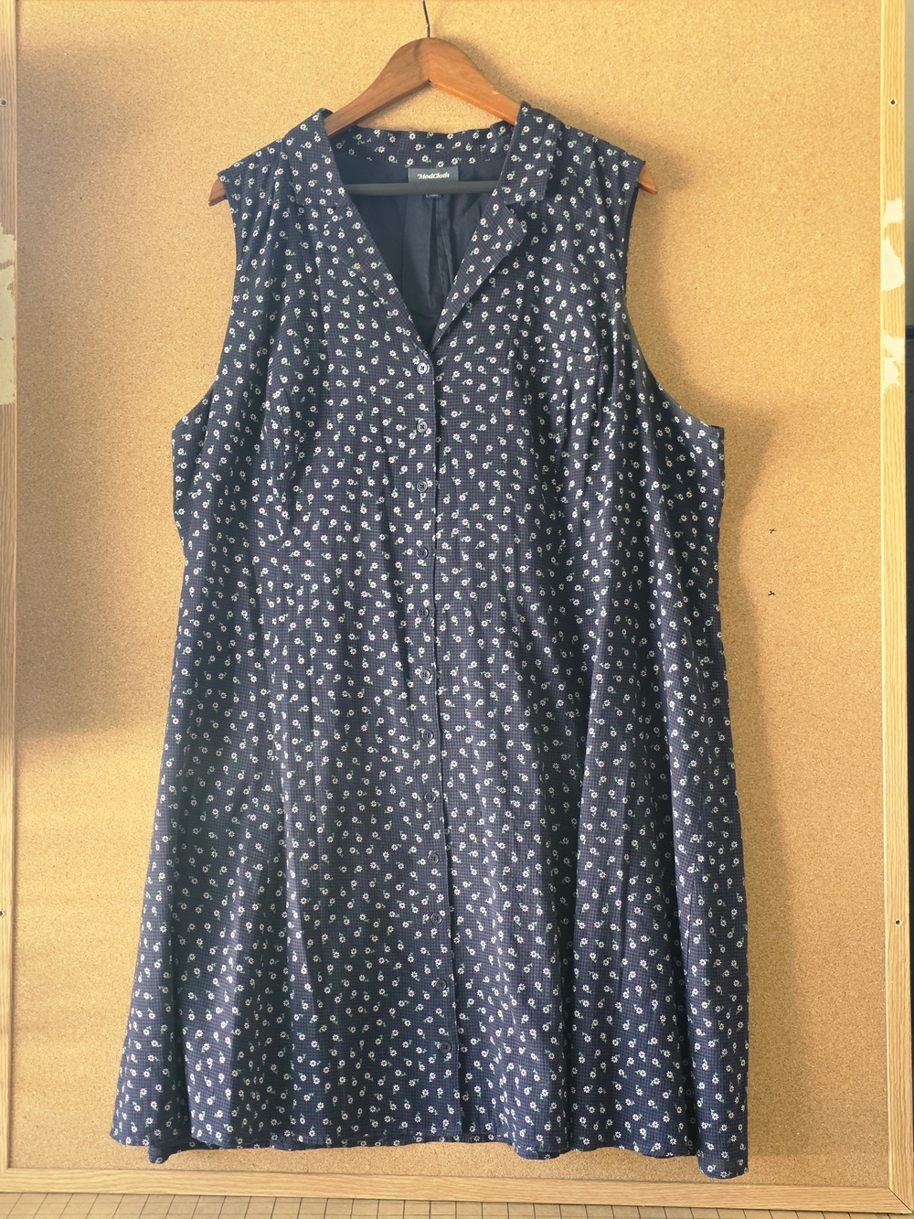 ModCloth Daytime Dynamo Shirt Dress Navy Blue Floral 100% Cotton Plus Size 24 3X